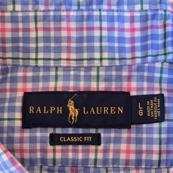 Ralph Lauren Mens Plaid Classic Fit Cotton Button Down Shirt Multicolor Large - Picture 2 of 10